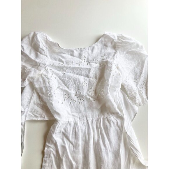 LA VIE By REBECCA TAYLOR Sarcelle White Linen Eyelet Embroidered Dress, Size S - Picture 9 of 16